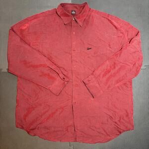 Guess Jeans Los Angeles Red Long Sleeve Button Up Shirt Men's XL Vintage